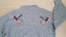 Kuschelpullover Gr.L Damen VERO MODA oversized Pailletten-Applikationen Eisvögel