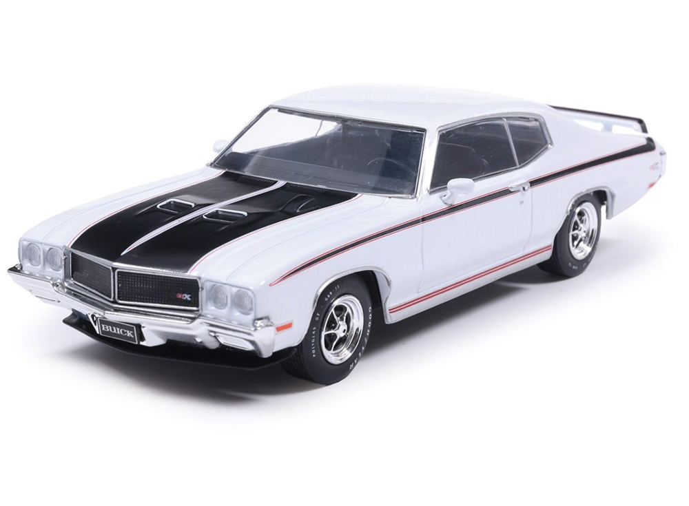 IXO AMERICA 1/43 DIECAST 1970 BUICK GSX WHITE WITH BLACK BONNET U43RDC010