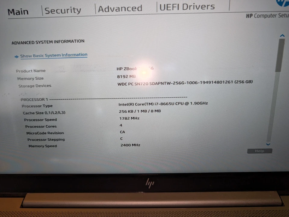 HP ZBook 15u G6 i7-8665u 1.9GHz 8GB RAM 256GB No OS No AC adapter see photos!! - Image 4 of 4