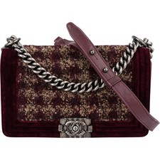 Chanel Velvet & Boucle Tweed Medium Boy Cross...