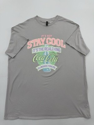 Coca-Cola Mens T-Shirt Light Grey Graphic Size XL Regular Fit