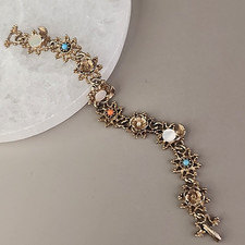 Vintage Flower Chain Bracelet Burst Textured ...
