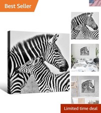 Elegant Zebra Canvas Wall Art - Stunning Black  White Wildlife Decor 24" x 24"
