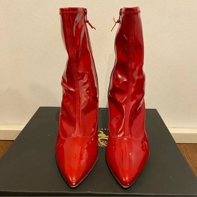 Stuart Weitzman Patent Leather Red Sock Women s Boots