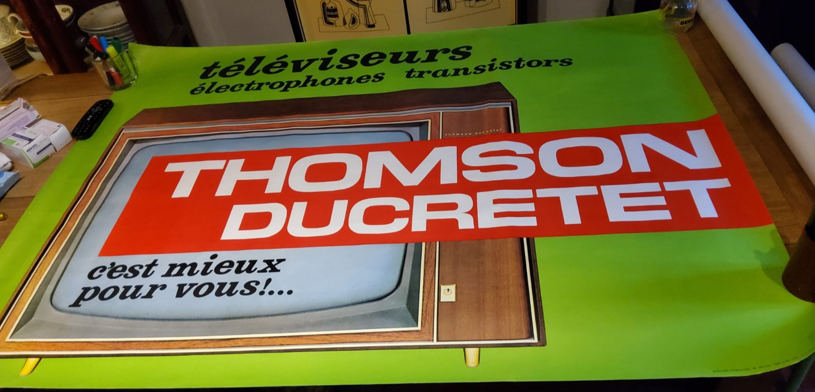 ORIGINAL VINTAGE FLUO POSTER Thomson Ducretet 1960's (rare)