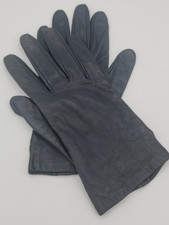 Aris Driving Gloves Navy Blue Leather Silk lined Vintage Size 7 Wrist Length