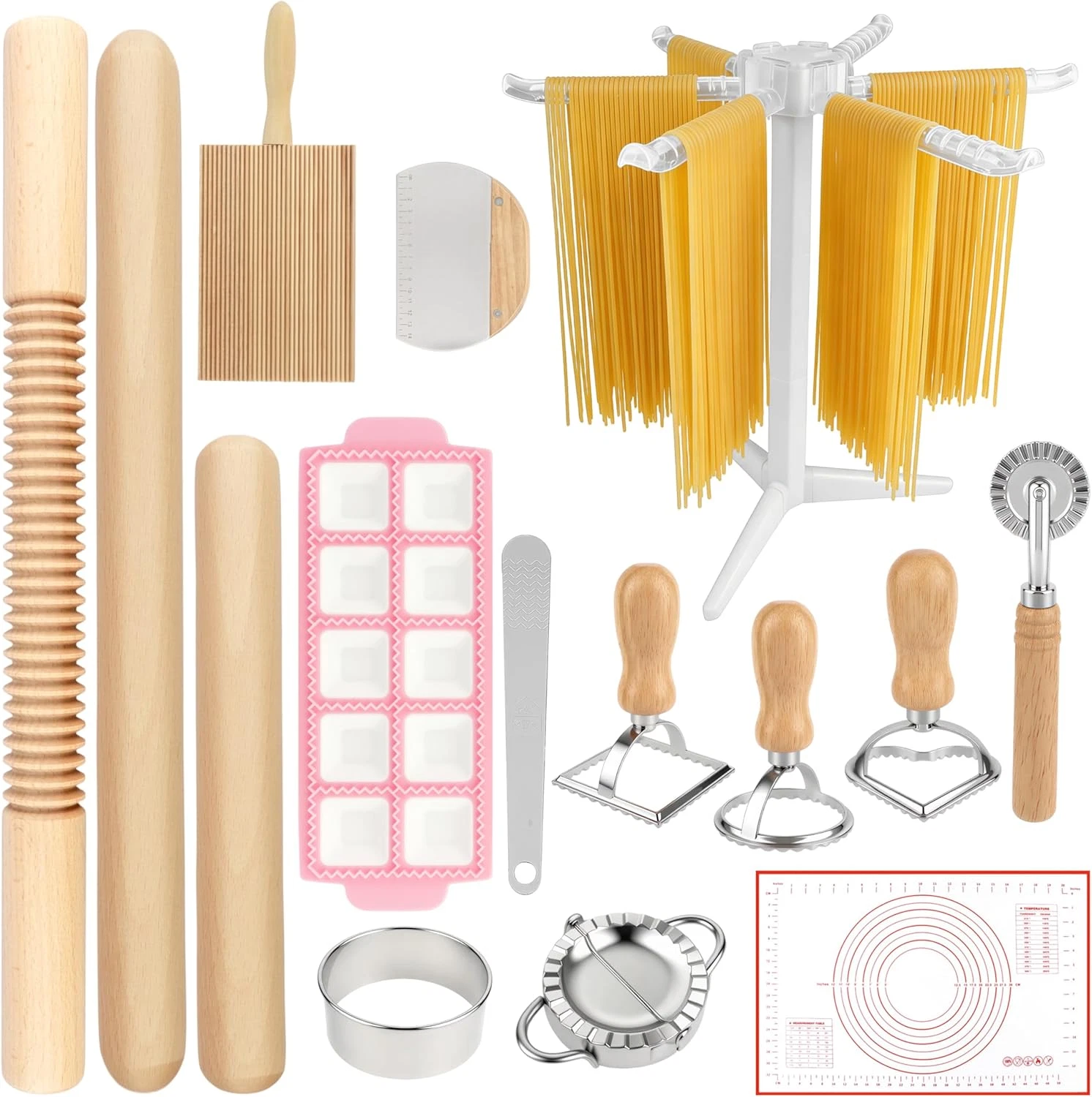 15 Pcs Pasta Making Tools Set, Homemade Pasta Making Kit Includes Ravioli Maker