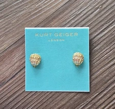 NWT KURT GEIGER LONDON Rainbow Pave  Signature Eagle Stud Earrings  Multi / Gold