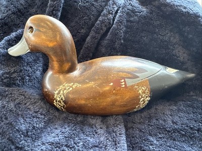 Vintage Hand Carved Wooden Duck Decoy Redhead Drake Style Folk Art - Louisiana