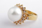 Ring große Südsee Perle 12,8mm Brillanten 0,22ct 750 Gelb Gold Gr 53 Neu!  