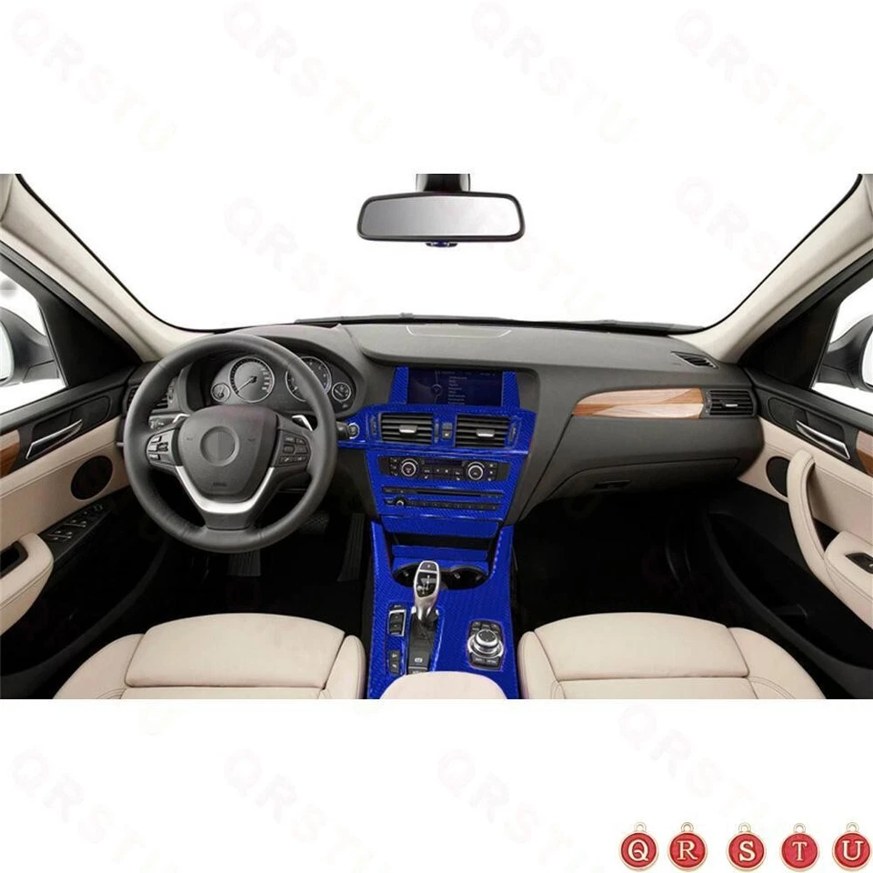 30X Blue Carbon Fiber Center Console Trim For BMW X3 F25 X4 F26 2011-2017 Type A - Image 3 of 4