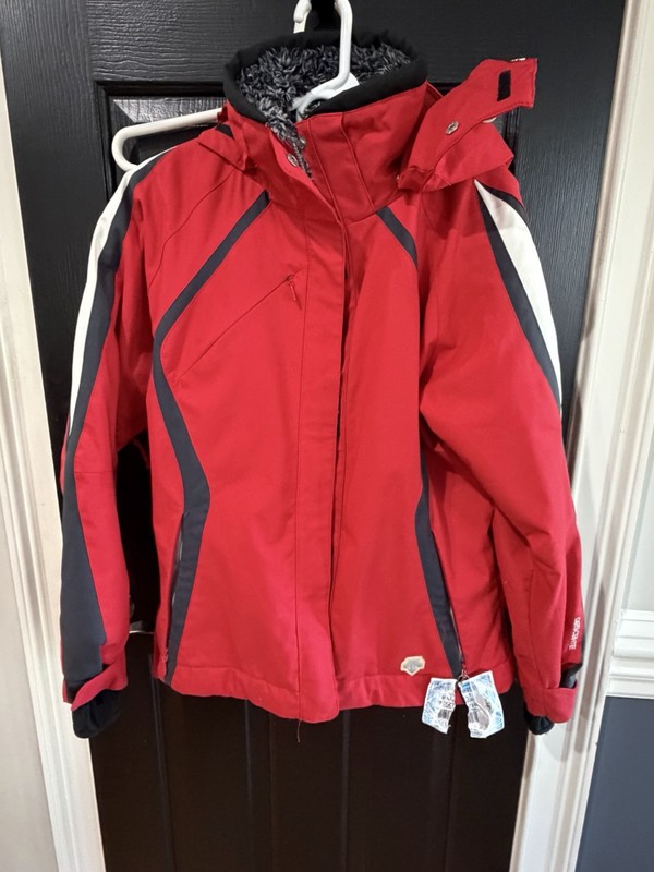 Women’s Descente Ski/Snowboard/Powder Winter Hooded Jacket Size 8 Red Black Girl