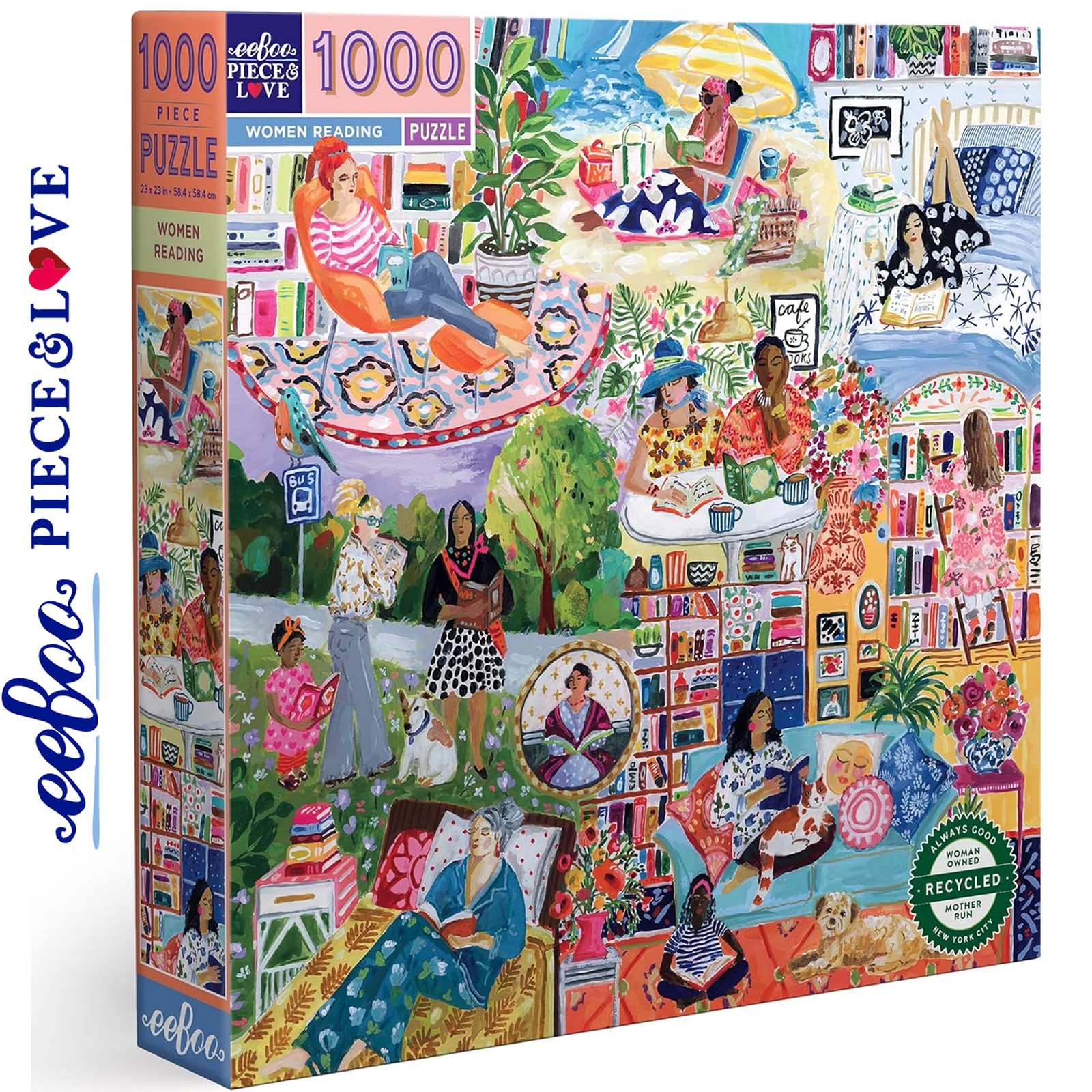 eeBoo WOMEN READING 1000 piece Square Jigsaw Puzzle Super Deluxe PZTWRD