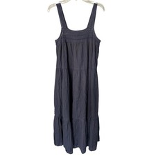 Universal Thread Navy Blue Crochet Lace Tiered Cotton Midi Dress Womens XS
