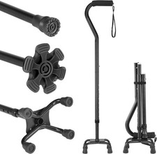 Adjustable Walking Cane for Women   Men with 4-Pronged Base for Extra Stabili...