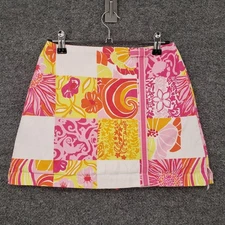 VINTAGE Lilly Pulitzer Skort Womens 12 Multicolor Mini Skirt Lined Zip Floral