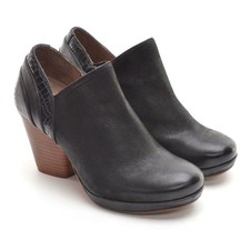 Ladies Dansko Marcia Zip Booties Low Platform Pumps 36 / 6 Black Leather Shoes