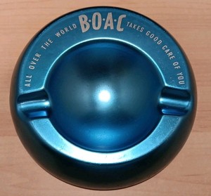 BOAC Airline Ashtray 5" Circular Blue Aluminum Memorabilia