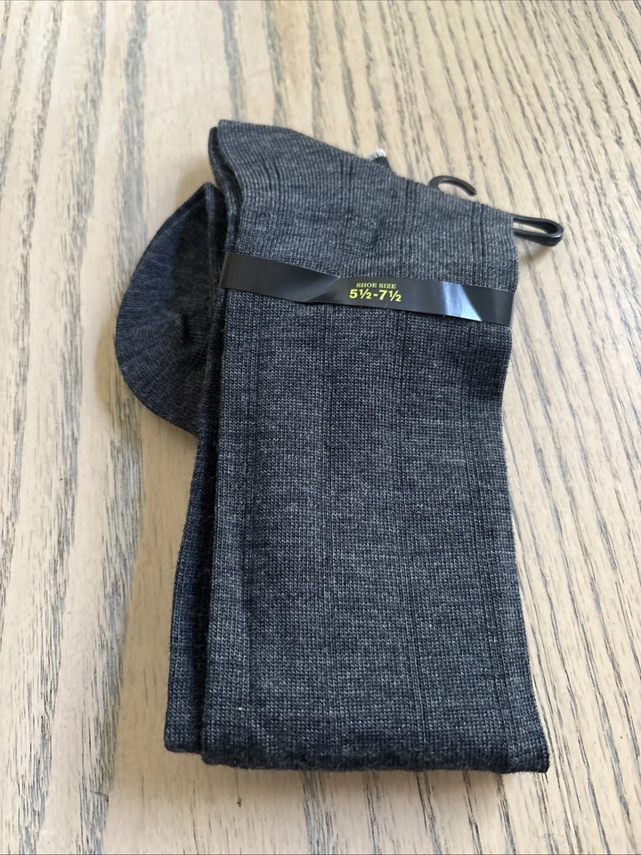 NORDSTROM 男式 COTTON SOCKS KNEE HIGH CHARCOAL S 5.5-7.5 全新带标签 — 第 2/2 张图片