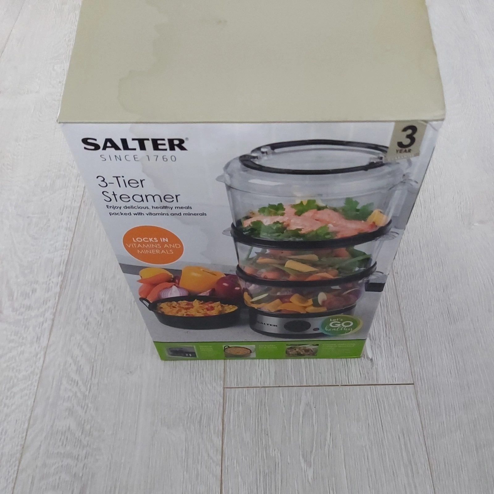 Salter 3 Tier Steamer 7.5l Capacity - Salter 3-Tier Steamer new / box bit tatty