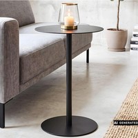 "Beistelltisch \"Modern Black\" Metall Schwarz, Ø 35 X 53 Cm, Sofa Couch Tisch Rund"