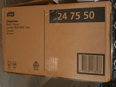 TORK Dispenser Bath Tissue Jumbo Roll Mini Twin Quartz 24 75 50 T2 System