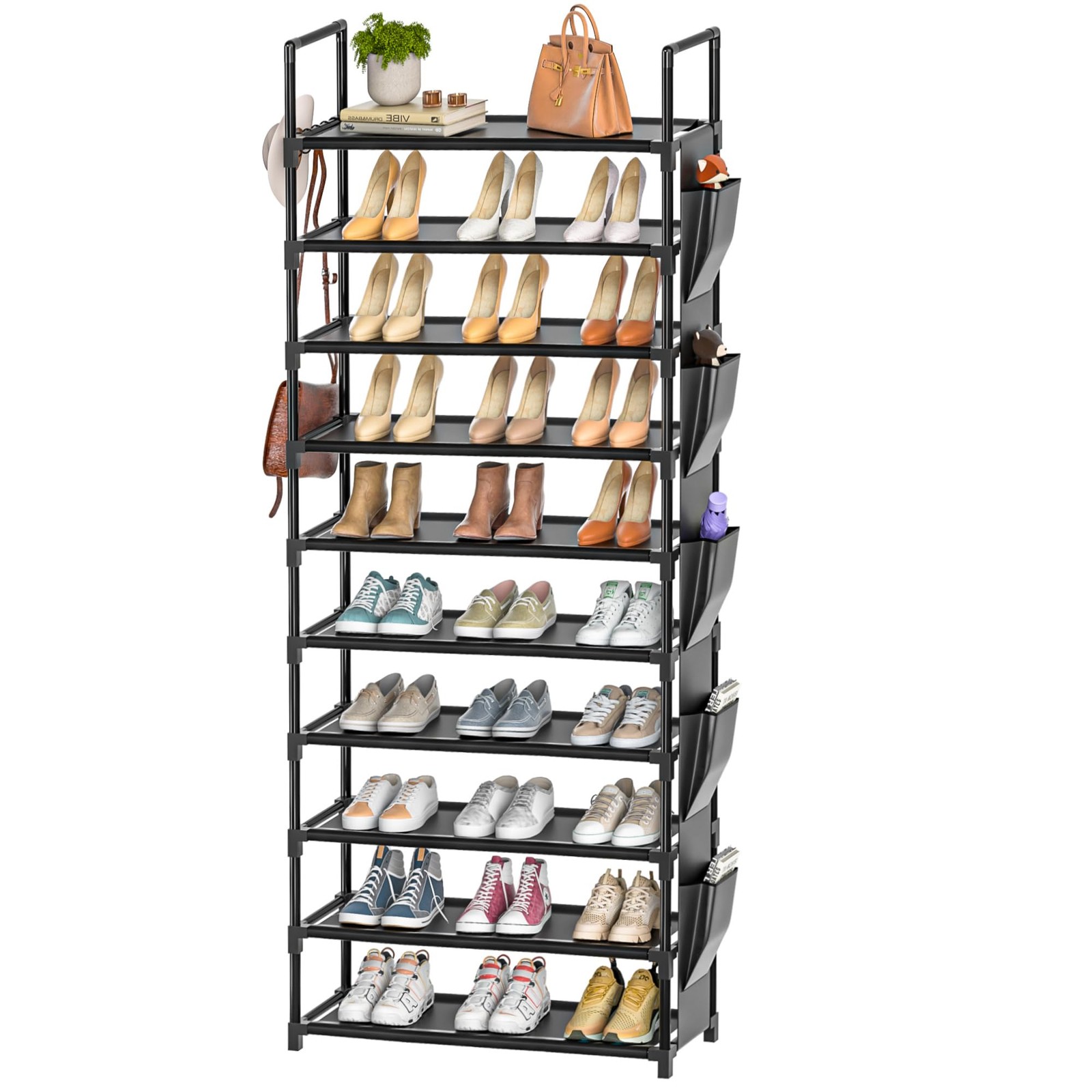 Tall Shoe Rack 10 Tier Shoe Organizer Racks for Closet Shoes Rack, Storage Me...