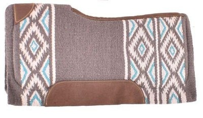 Showman 34'' x 36'' Gray & Turquoise Navajo Print Memory Felt Bottom Saddle Pad