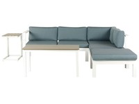 Lounge Set Weiß Kunstholz Ecksofa Mit Auflagen MintgrüN 2 Couchtische Messina