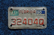 1990 Florida MOTORCYCLE Vintage License Plate