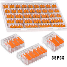 35PCS Lever Wire Connectors Kit 2/3/5 Port Quick Splice Terminal Nuts