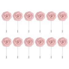 12Pcs Groom Boutonnieres Rose Boutonnieres Pins 3.5"x1.6" for Wedding Light Pink