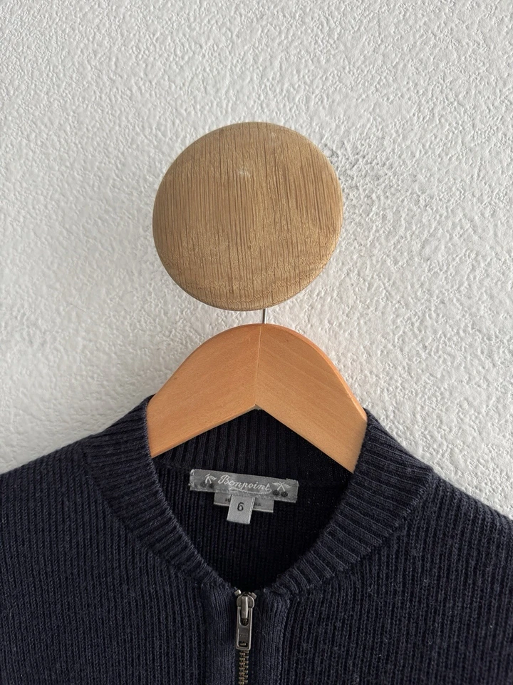 Bonpoint Kids Navy Full Zip Wool Jacket Size 6 Years Old *Small Hole* - Image 2 of 4