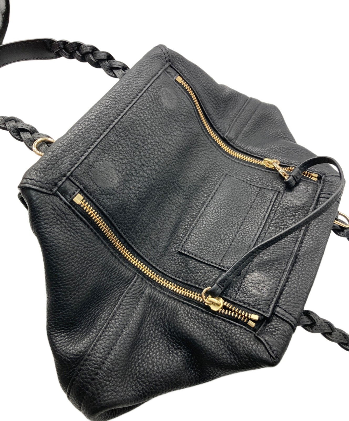 Tory Burch Small Half Moon Satchel Bag Leather Black Women Used Authentic thumbnail 8