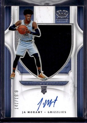 Ja Morant 2019-20 Panini Crown Royale #117 Rookie Silhouette Jersey Auto /199
