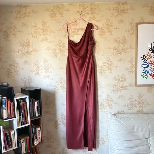 BHLDN Anthropologie Dylan One-Shoulder Satin Seitenschlitz Kleid formelles Kleid 16 - Bild 3 von 13