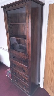 Display Cabinet With Glass Door And For Drawers Solid Wood.