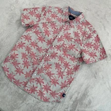 Roark Revival Shirt Men Medium Grey Red Floral Short Sleeve Hawaiian NWOT