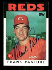 1986 Topps 314 Frank Pastore signed auto autograph  Dec'd crisp blue sig centere