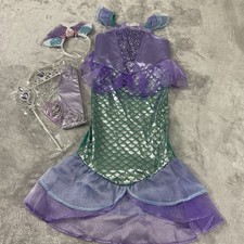 Girls Size 5 Mermaid Halloween Costume Dress With Accessories New