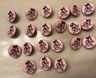 VINTAGE KOCHER MICKEY MOUSE BUTTONS - LOT OF 21 BUTTONS - PINK WITH BLACK — photo 2