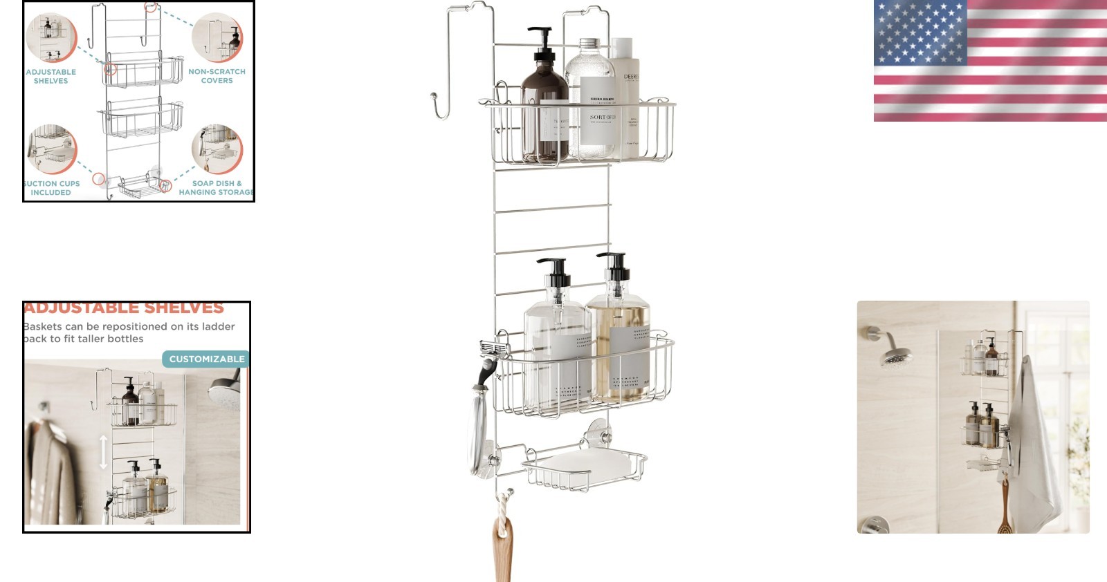 Stainless Steel Shower Caddy Organizer