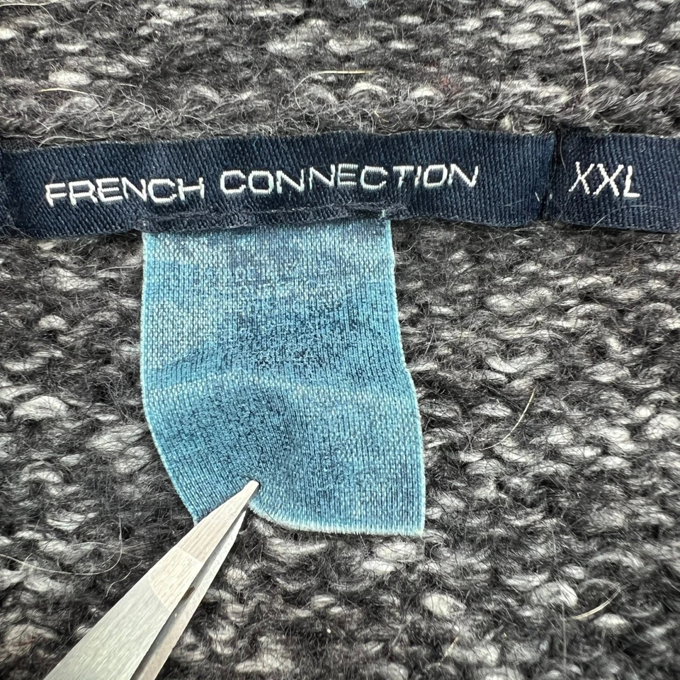 Suéter de Pescador Tejido con Cable French Connection Hombres XXL Gris Lana Mohair Cuello Redondo Foto 3 de 4