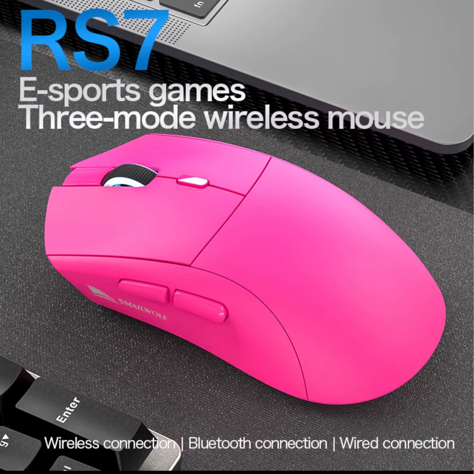 RS7 Bluetooth Inalámbrico Ratón para Juegos Tres Modos PAW3311 Macro-Definición Mouse La Foto 3 de 4