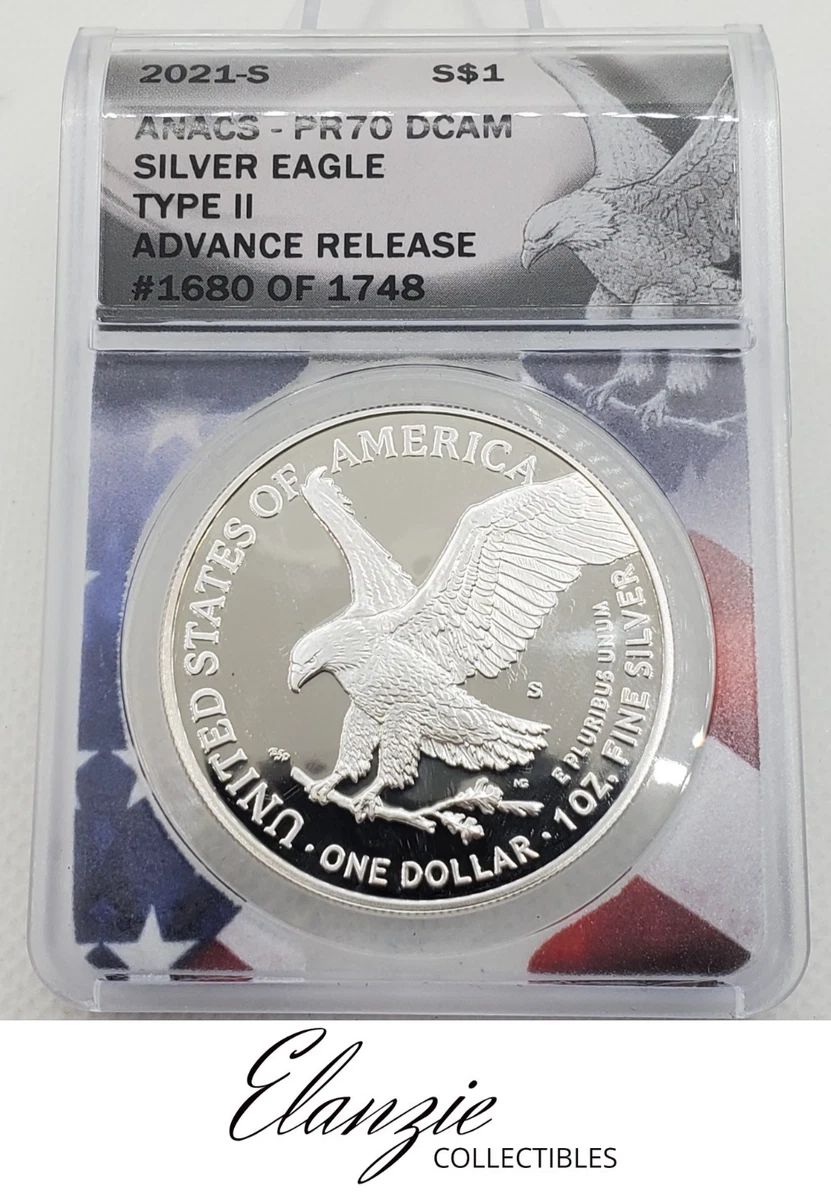 American Eagle PR 70 Graded Proof ANACS Certified Silver Bullion