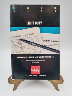 1993 GMC light Duty Truck 1500-3500 Warranty & Owners Info X-9317