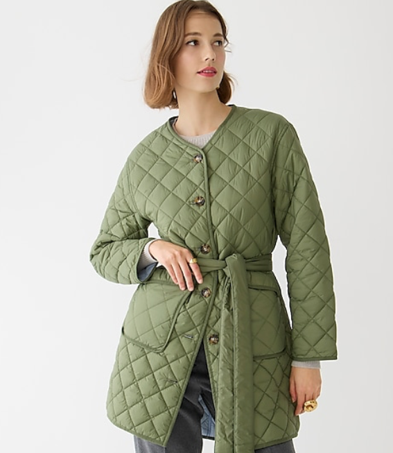 NWT J.Crew 268 Reversible Quilted Lightweight Greenwich jacket, Olive