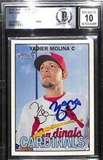 YADIER MOLINA SIGNED 2016 TOPPS HERITAGE CARD #251 BAS COA GEM MINT AUTO 10