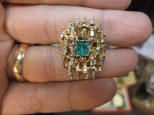 brutalist emerald 14k Brutalist 14k Gold Rough Emerald Ring — listing 4