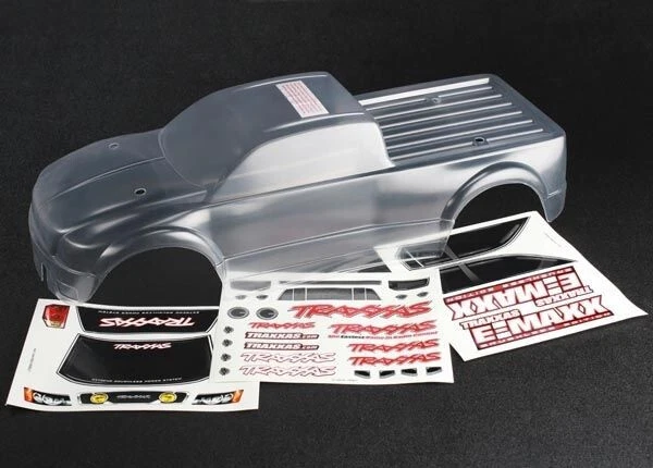 Traxxas TRX3915 Karosserie E-Maxx sans Brosse Clair Avec Étiquette Monster Truck - Photo 1/1